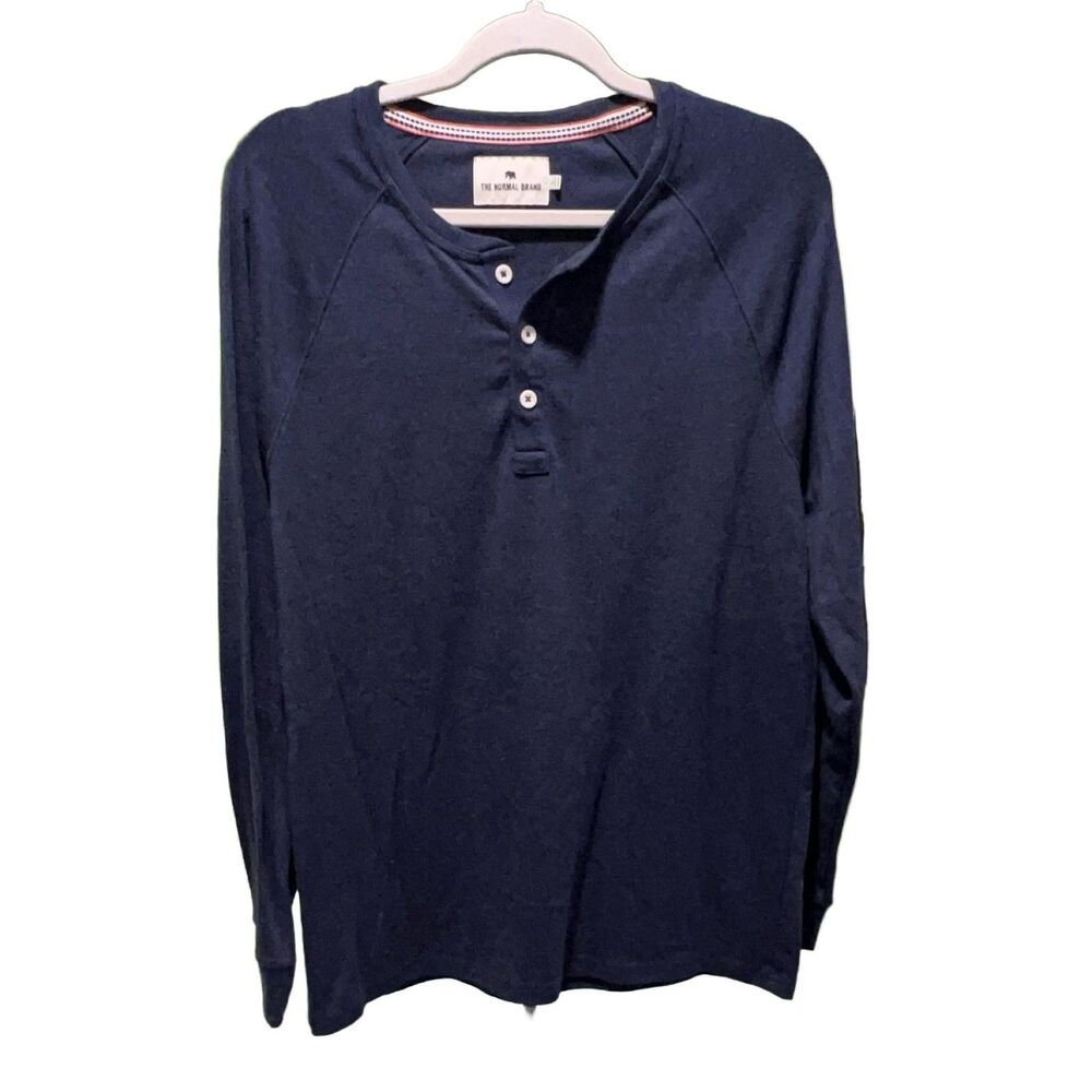 The Normal Brand Henley F22-1 Men's L Navy Blue Long Sleeve Stretch Shirt